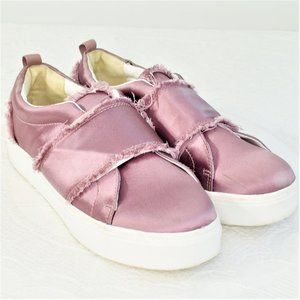 Sam Edelman Levine Pink Fringe Satin Platform Slip On Sneakers Womens Shoes 10M